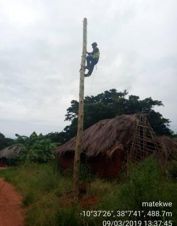 Installation of accessories for line stringing at Matekwe village in Lindi region